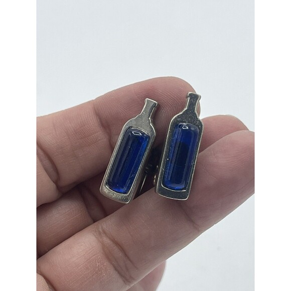 Men’s Blue Glass Bottle Cuff Links - Picture 5 of 8